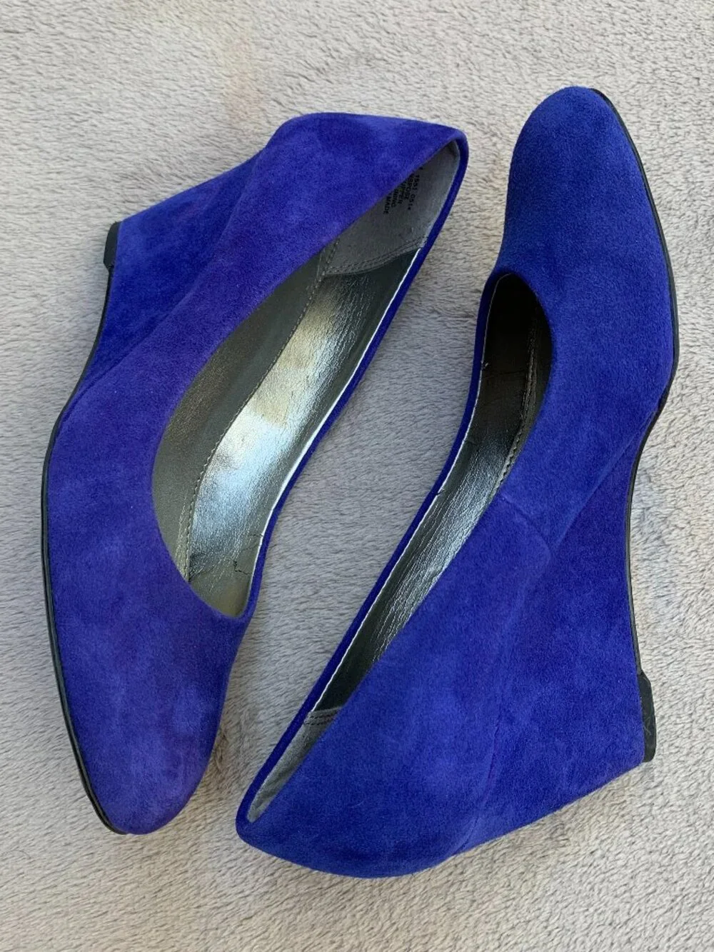 Bandolino Transpose Blue Suede Demi Wedges Sz 7.5